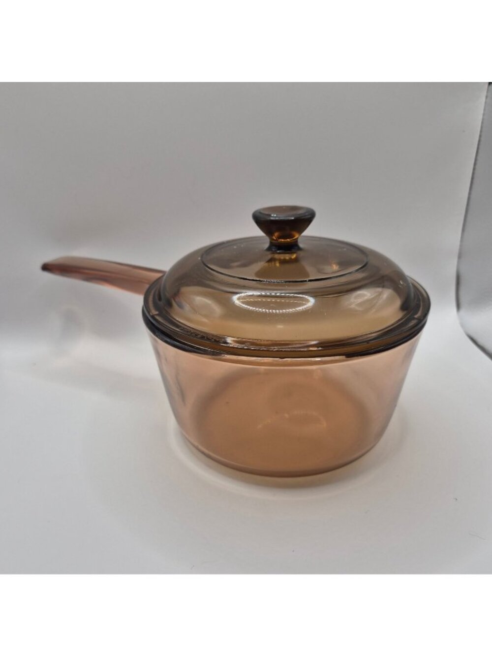 Vintage Vision/ Pyrex Amber Glass Saucepan Lid 1.5 Quart Heat-Resistant Cookware